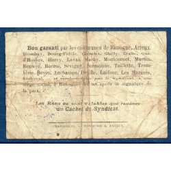 Rimogne syndicat de la ville 1 franc TB 30.6.1916 pirot 8-197 Billet