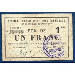 Rimogne syndicat de la ville 1 franc TB 30.6.1916 pirot 8-197 Billet