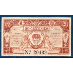 Aurillac 50 centimes TB 1917-1923 pirot 12 Billet de la chambre de Commerce