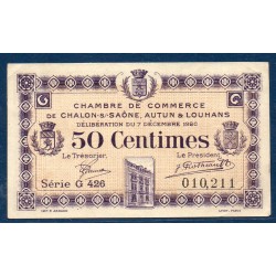 Châlons sur Saone Autun Louhans 50 centimes TTB 1.1.1923 Pirot 24 Billet de la chambre de Commerce