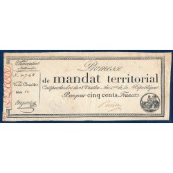 500 francs avec série Promesse de mandat territorial 28 ventose an 4 TTB+ signature Freieu
