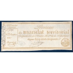 250 francs avec série Promesse de mandat territorial 28 ventose an 4 Sup+ signature Lelouge