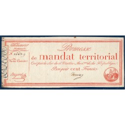 100 francs sans série Promesse de mandat territorial 28 ventose an 4 TTB signature Varieu