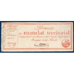 100 francs avec série Promesse de mandat territorial 28 ventose an 4 TTB+ signature Ertome