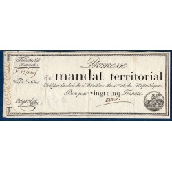 25 francs sans série Promesse de mandat territorial 28 ventose an 4 TTB+ signature Teliers