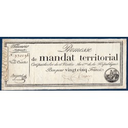 25 francs sans série Promesse de mandat territorial 28 ventose an 4 TTB+ signature Bogers