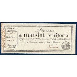 25 francs avec série Promesse de mandat territorial 28 ventose an 4 Sup signature Lamarre