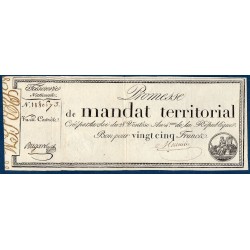 25 francs sans série Promesse de mandat territorial 28 ventose an 4 TTB+ signature Meunier