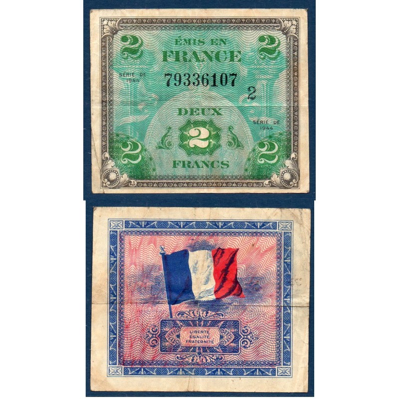 2 Francs Drapeau TB 1944 série 2 Billet du trésor Central