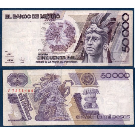 Mexique Pick N°93b, TB+ Billet de Banque de 50000 pesos 1990