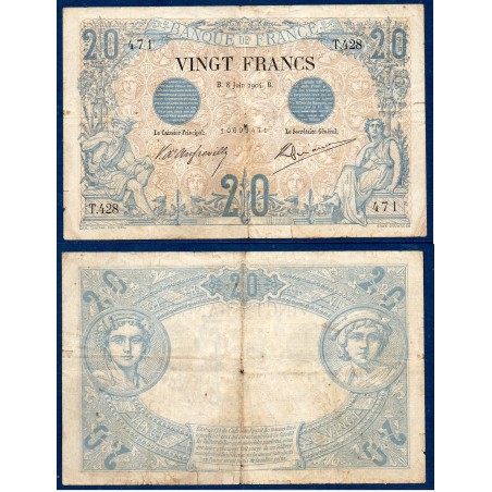 20 Francs Noir TB 8.6.1904 Billet de la banque de France