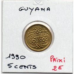 Guyana 5 cents 1990 FDC, KM 32 pièce de monnaie