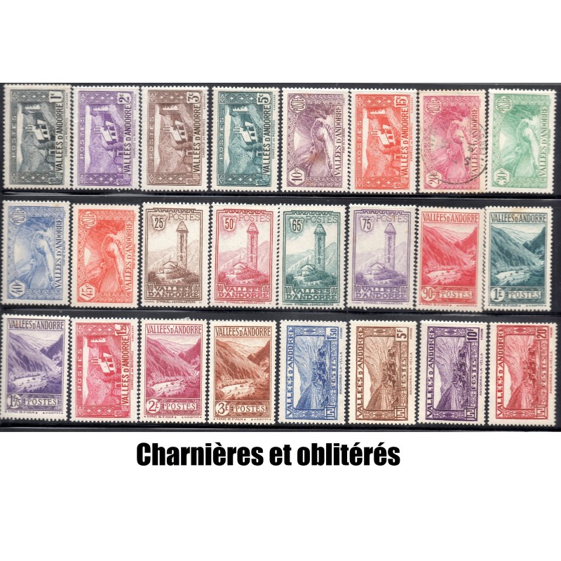 Timbres Andorre Yvert No 24-45 Paysages de la principauté neufs * charnières 1932