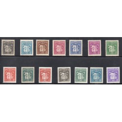 Timbres Andorre Yvert No 47-60 Armoiries des Vallées neufs ** et * 1937