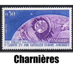 Timbre Andorre Yvert No 165 Telecommunications spatiales neuf * charnière 1962