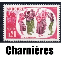 copy of Timbre Andorre Yvert No 166 Folklore andorran, la Sardane neuf * charnière  1963