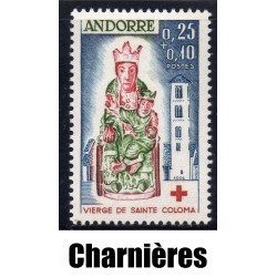 Timbre Andorre Yvert No 172 Croix rouge, vierge de Santa Coloma neuf * charnière 1964