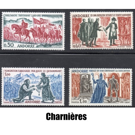 Timbres Andorre Yvert No 167-170 Faits Historiques neufs * charnières 1963