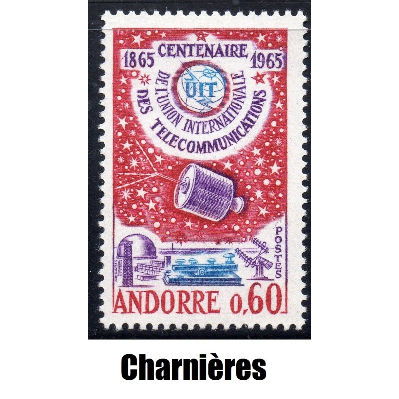 Timbre Andorre Yvert No 173 Union télécommunication neuf * charnière 1965