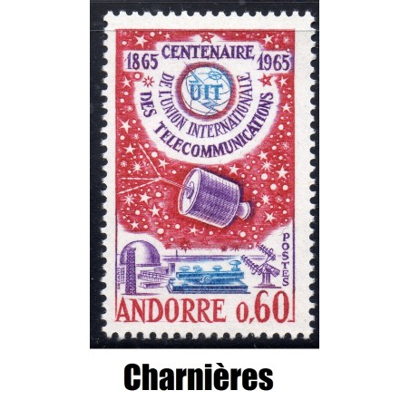 Timbre Andorre Yvert No 173 Union télécommunication neuf * charnière 1965