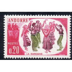 Timbre Andorre Yvert No 166 Folklore andorran, la Sardane neuf ** 1963