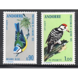 Timbres Andorre Yvert No 232-233 Nature, Faune mesange et pic neufs ** 1973