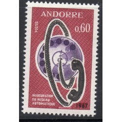 Timbre Andorre Yvert No 182 réseau téléphonique neuf ** 1967