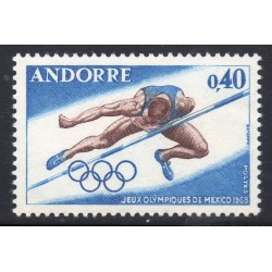 Timbre Andorre Yvert No 190 Jeux olympiques Mexico neuf ** 1968