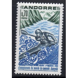 Timbre Andorre Yvert No 196 canoe kayak neuf ** 1969