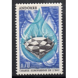 Timbre Andorre Yvert No 197 charte européenne de l'eau neuf ** 1969