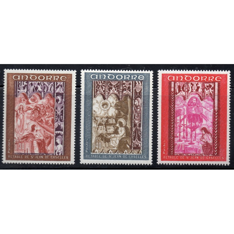 Timbres Andorre Yvert No 198-200 retable St-jean-de-Caselles neufs ** 1969