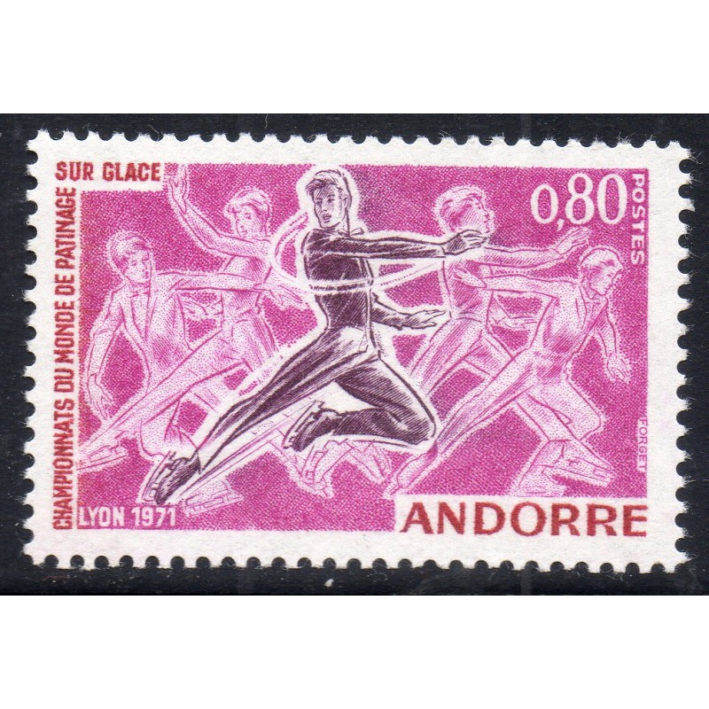 Timbre Andorre Yvert No 209 Patinage sur glace neuf ** 1971