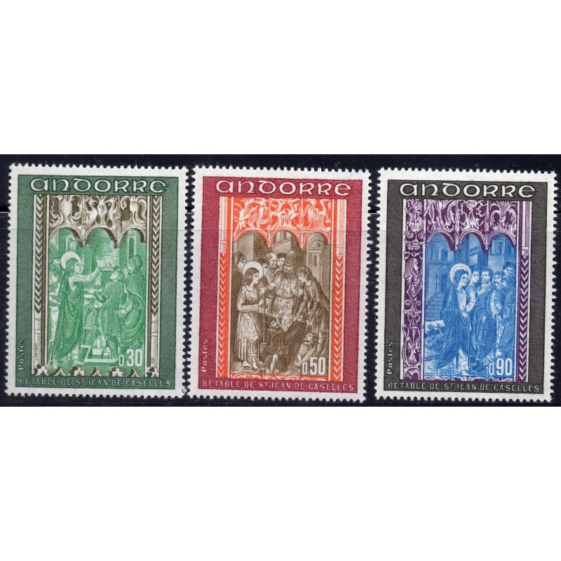 Timbres Andorre Yvert No 214-216 retable St-Jean-de-Caselles neufs ** 1971