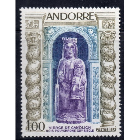 Timbre Andorre Yvert No 228 Vierge de Camolich neuf ** 1973