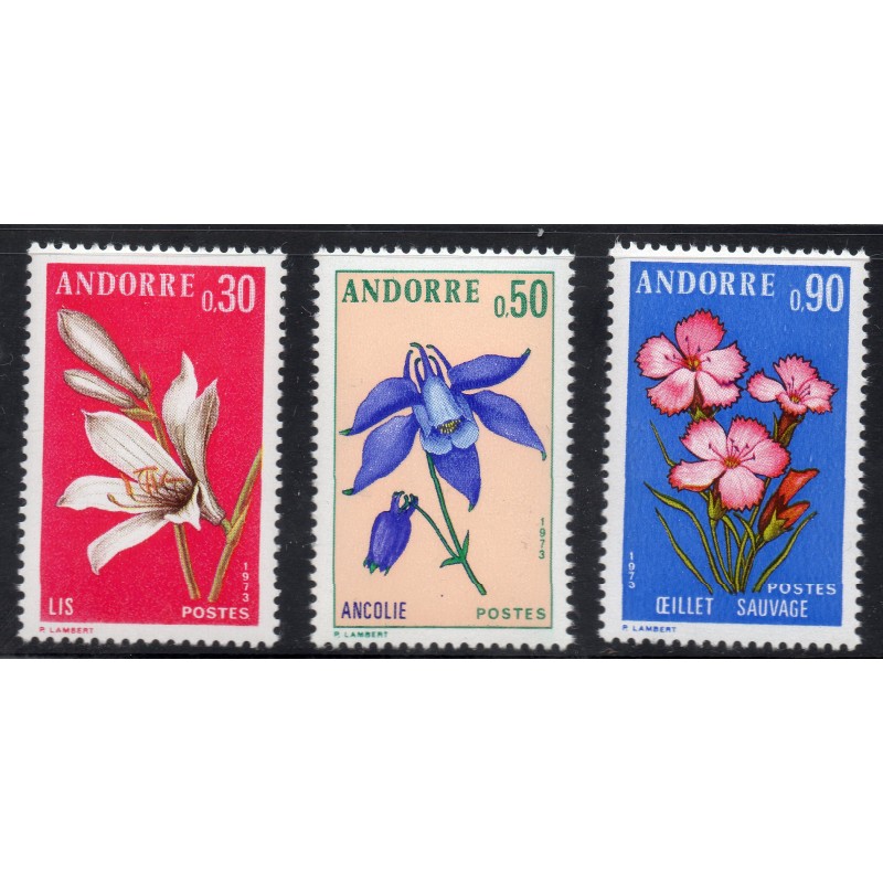 Timbres Andorre Yvert No 229-231 Flore, Fleurs des valées neufs ** 1973
