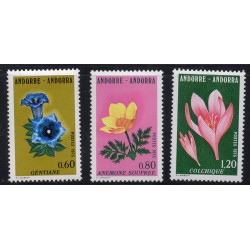 Timbres Andorre Yvert No 245-247 Nature, Flore des vallées neufs ** 1975