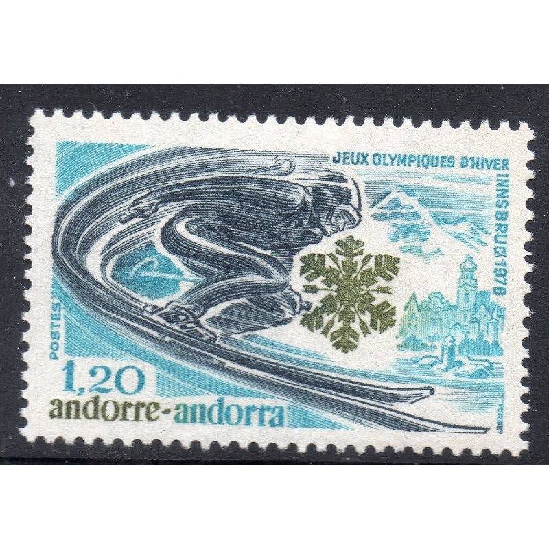 Timbre Andorre Yvert No 251 jeux Olympiques Innsbruck neuf ** 1976