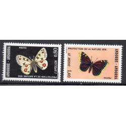 Timbres Andorre Yvert No 258-259 Nature Papillons neufs ** 1976