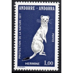 Timbre Andorre Yvert No 260 Nature Hermine neuf ** 1977