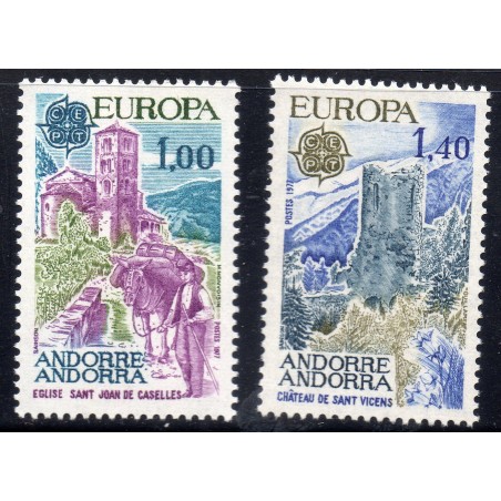 Timbres Andorre Yvert No 261-262 Europa Paysages neufs ** 1977
