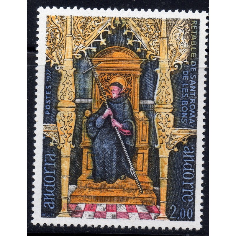 Timbre Andorre Yvert No 264 Retable de Saint-Roma neuf ** 1977