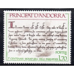 Timbre Andorre Yvert No 273 Signature des Paréages neuf ** 1978