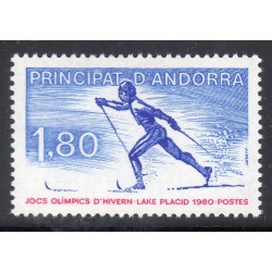 Timbre Andorre Yvert No 283 Jeux Olympique Lake Placid neuf ** 1980