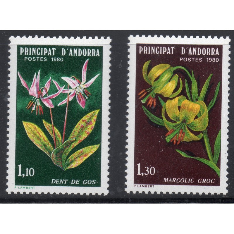 Timbres Andorre Yvert No 286-287 Fleurs des vallées neufs ** 1980