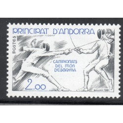 Timbre Andorre Yvert No 296 Sport Escrime neuf ** 1981