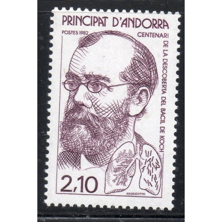 Timbre Andorre Yvert No 308 Robert Koch neuf ** 1982