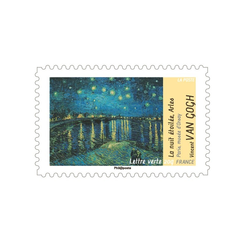 Autoadhésif Yvert No 835A Timbre pro entreprise Van Gogh La nuit étoilée Arles 2013