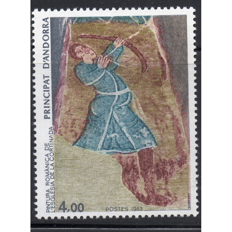 Timbre Andorre Yvert No 325 archer, peinture Cortinada neuf ** 1983