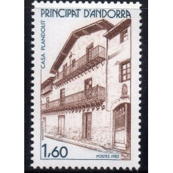 Timbre Andorre Yvert No 326 Architecture, Maison Plandolit neuf ** 1983