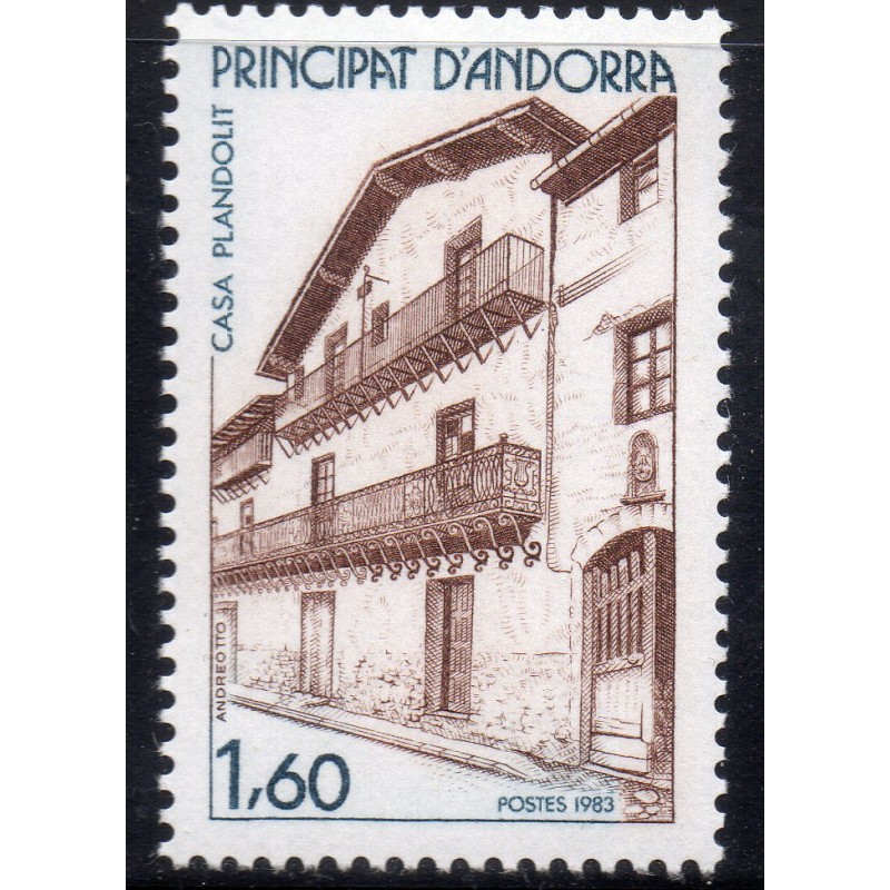 Timbre Andorre Yvert No 326 Architecture, Maison Plandolit neuf ** 1983